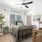 bedroom with vinyl flooring and ceiling fan with light 